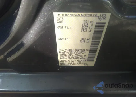 2019 Nissan Altima 2.5 S from USA, damaged, VIN 1N4BL4BV7KC120854